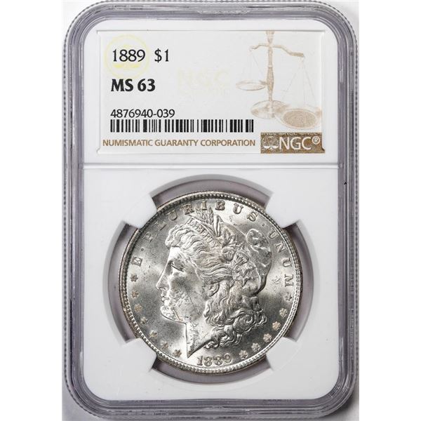 1889 $1 Morgan Silver Dollar Coin NGC MS63