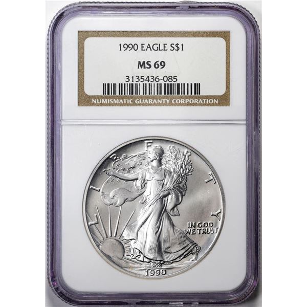 1990 $1 American Silver Eagle Coin NGC MS69