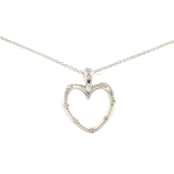 14KT White Gold 0.05 ctw Diamond Heart Pendant with Chain