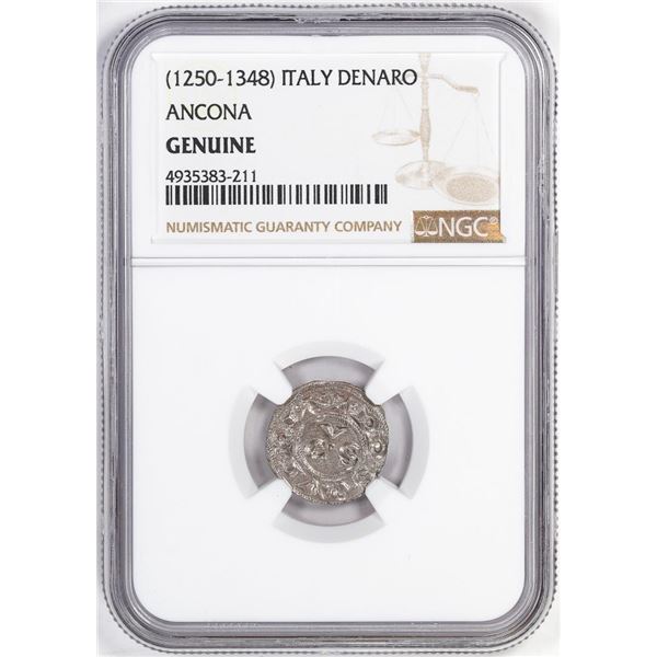 1250-1348 Italy Denaro Ancona Coin NGC Genuine