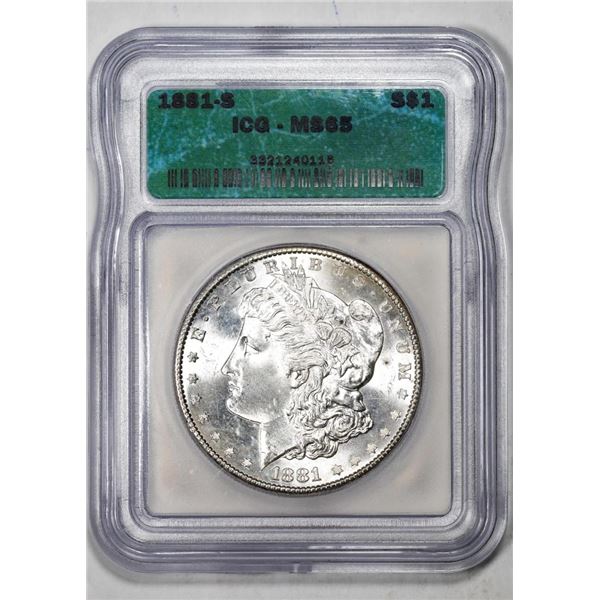 1881-S $1 Morgan Silver Dollar Coin ICG MS65