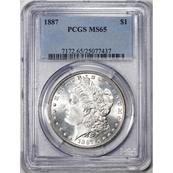 1887 $1 Morgan Silver Dollar Coin PCGS MS65