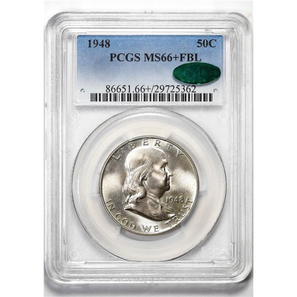 1948 Franklin Half Dollar Coin PCGS MS66+FBL CAC