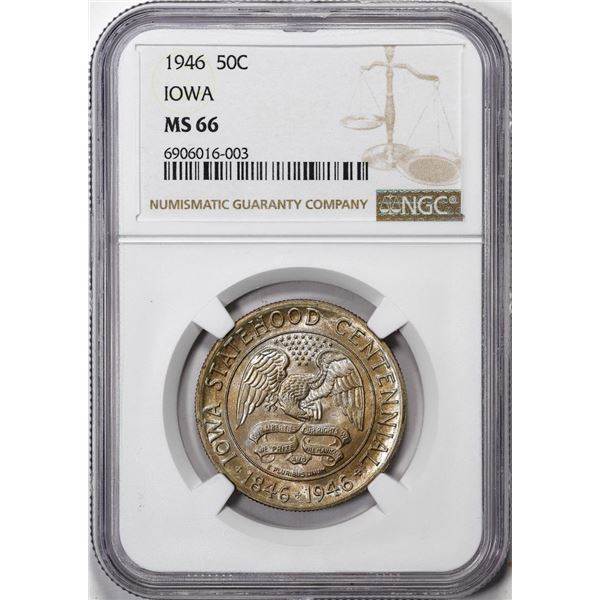 1946 Iowa Statehood Centennial Commemorative Half Dollar Coin NGC MS66 Nice Toning