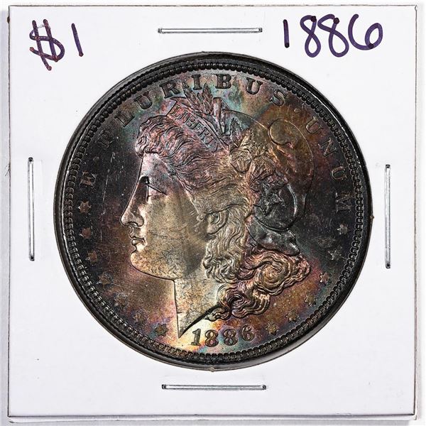 1886 $1 Morgan Silver Dollar Coin Amazing Toning