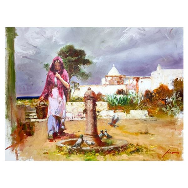 Pino (1939-2010) "The Water Fountain" Limited Edition Giclee on Canvas