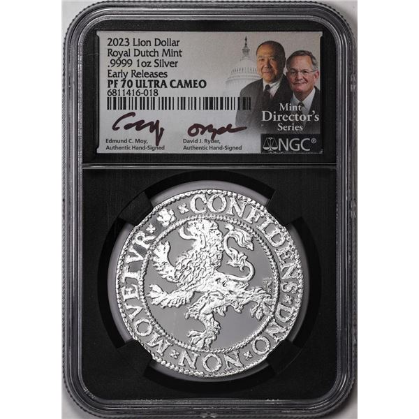 2023 Netherlands Proof Lion Dollar Silver Coin NGC PF70 Ultra Cameo Moy Signature