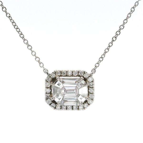 14KT White Gold 0.74 ctw Diamond Pendant with Chain