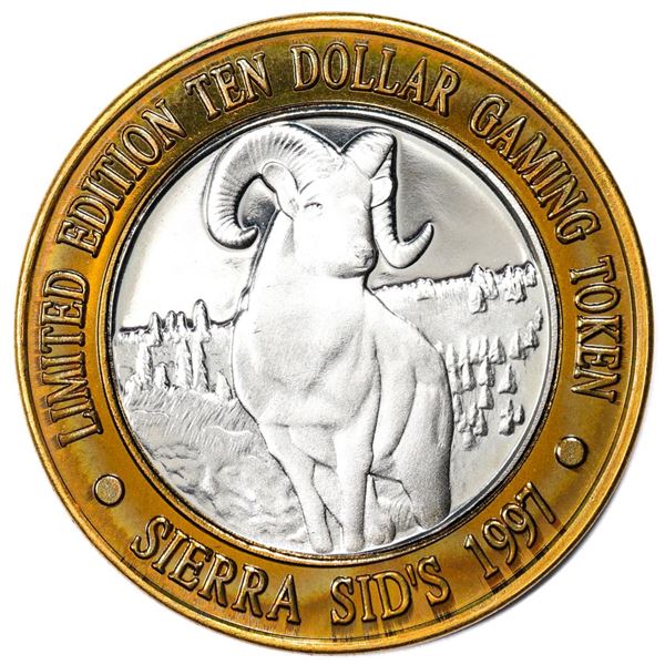 .999 Silver Sierra Sids Sparks, Nevada $10 Casino Limited Edition Gaming Token