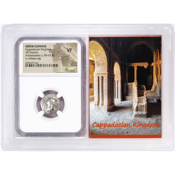 Cappadocian Kingdom c.96-63 BC Ariobarzanes I AR Drachm Ancient Coin NGC VF Story Box