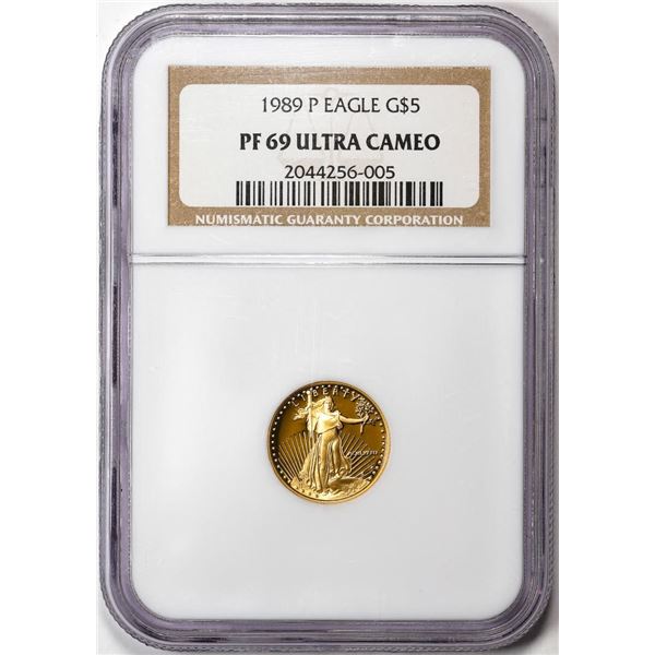 1989-P $5 Proof American Gold Eagle Coin NGC PF69 Ultra Cameo