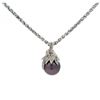 Image 1 : 14KT White Gold Pearl and Diamond Pendant with Chain