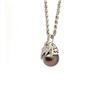 Image 2 : 14KT White Gold Pearl and Diamond Pendant with Chain