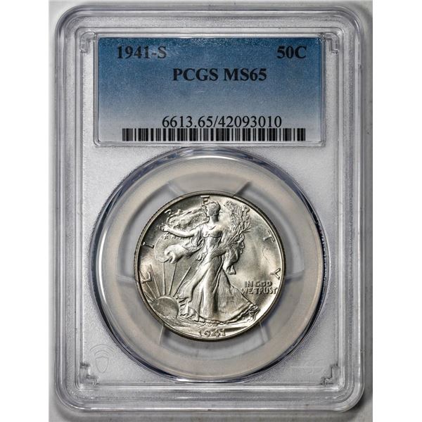 1941-S Walking Liberty Half Dollar Coin PCGS MS65