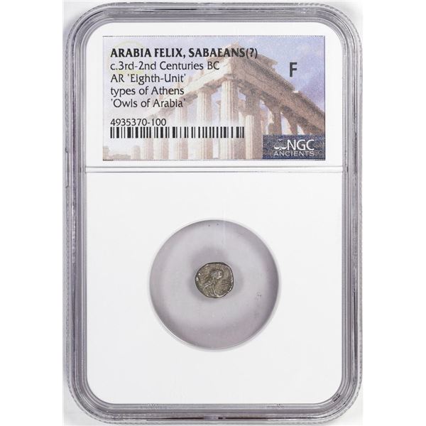 Arabia Felix, Sabaeans c.3rd-2nd Centuries BC AR Eighth Unit Owl Ancient Coin NGC F