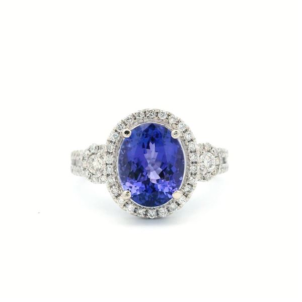 14KT White Gold 3.00 ctw Tanzanite and Diamond Ring