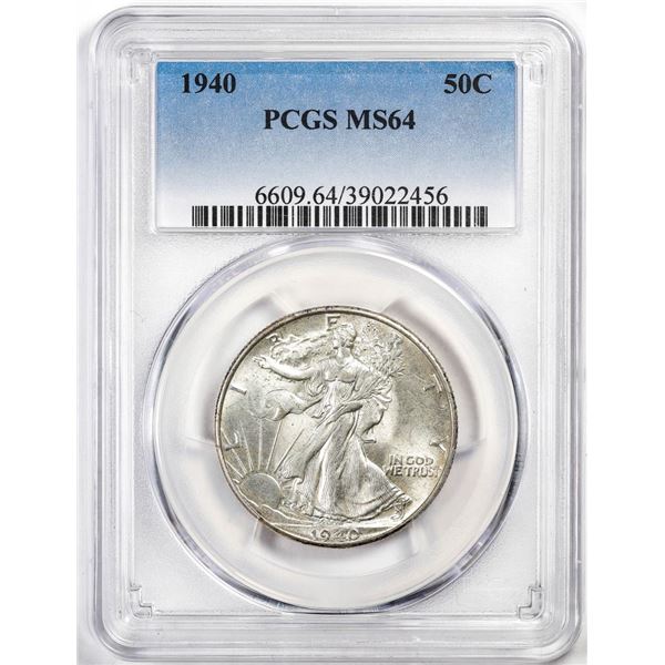 1940 Walking Liberty Half Dollar Coin PCGS MS64