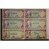 Image 1 : 6-JAMAICA BILLS: 4-$1, 1-$5 (1989)  & 1-$50 (2004)