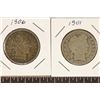 Image 1 : 1901 & 1906 (FINE) SILVER BARBER HALF DOLLARS