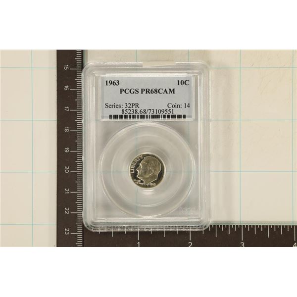 1963 SILVER ROOSEVELT DIME PCGS PR68 DCAM