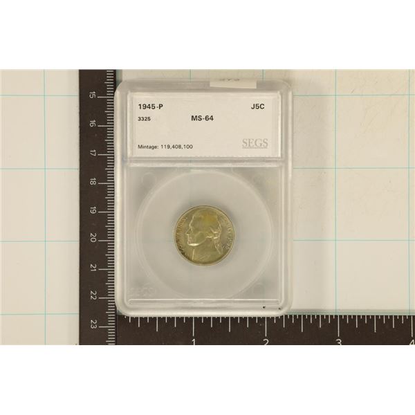 1945-P 35% SILVER JEFFERSON WAR NICKEL MS64