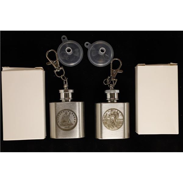2-1 OZ. STAINLESS STEEL KEYCHAIN FLASKS WITH US