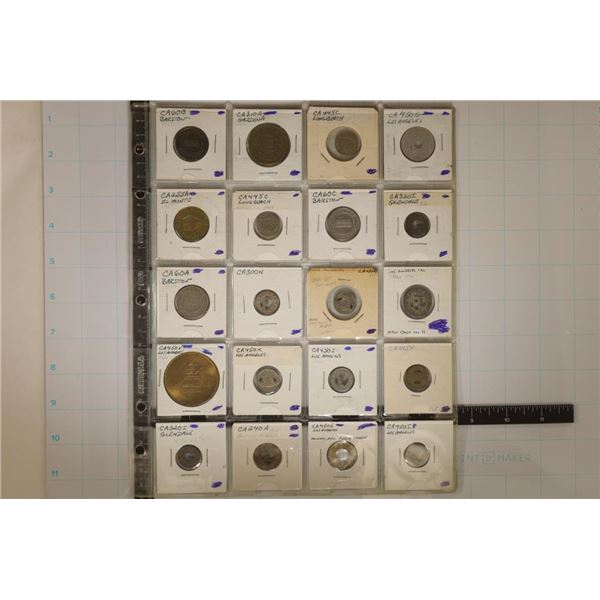 40 ASSORTED METAL TRANSPORTATION TOKENS: 1940'S-