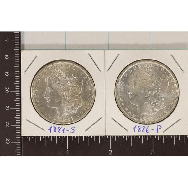 1881-S & 1886-P MORGAN SILVER DOLLARS: 1881-S UNC