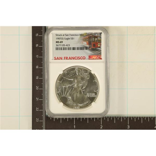1987-S AMERICAN SILVER EAGLE NGC MS69