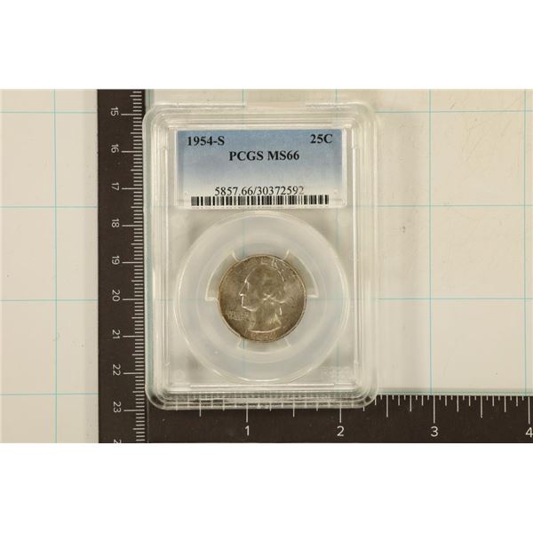 1954-S WASHINGTON SILVER QUARTER PCGS MS66