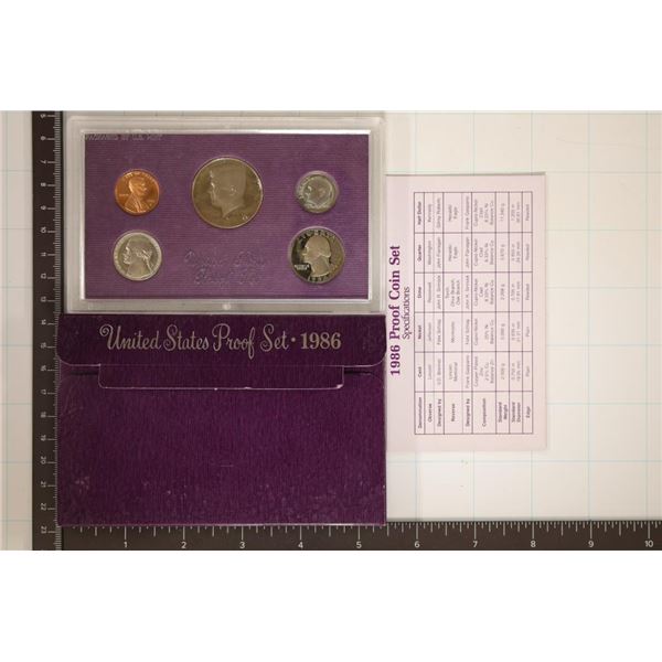 1986 US PROOF SET (WITH BOX) AND WITH CERTIFICATE