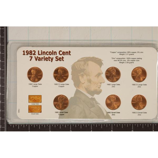 1982-7 VARIETIES LINCOLN CENT SET (UNC)