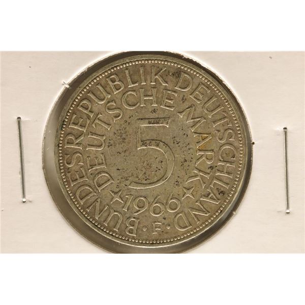 1966-F SILVER GERMAN 5 MARK .2251 OZ. ASW