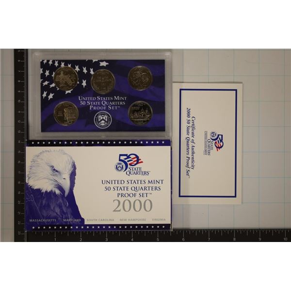 2000 US 50 STATE QUARTERS PROOF SET WITH BOX &
