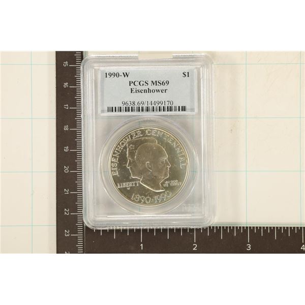 1990-W SILVER EISENHOWER US DOLLAR PCGS MS69