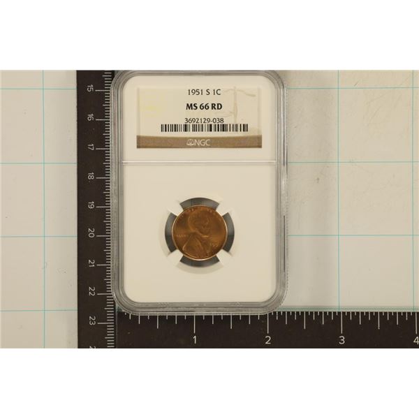1951-S LINCOLN WHEAT CENT NGC MS66RD