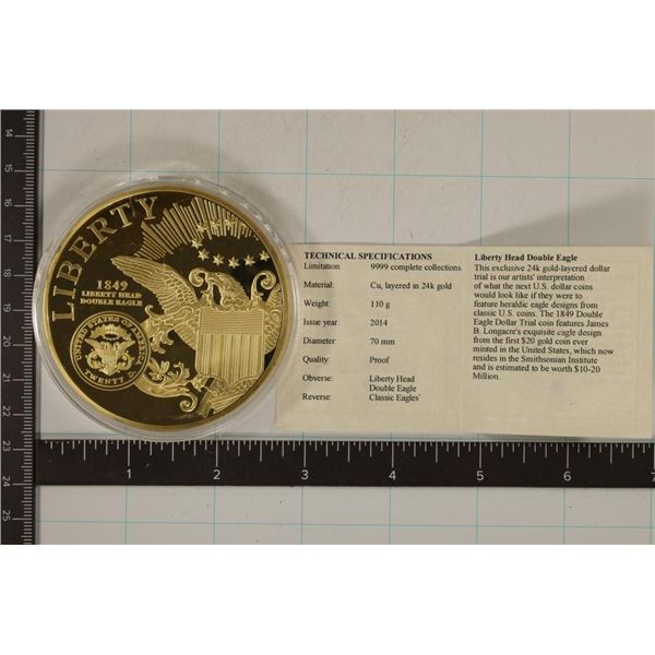 2 3/4" 24KT GOLD LAYERED CLASSIC EAGLES ROUND