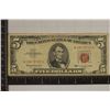 Image 1 : 1963 US $5 FEDERAL RESERVE NOTE RED SEAL