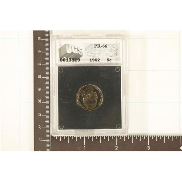 1962 PROOF JEFFERSON NICKEL IN HARD SLAB