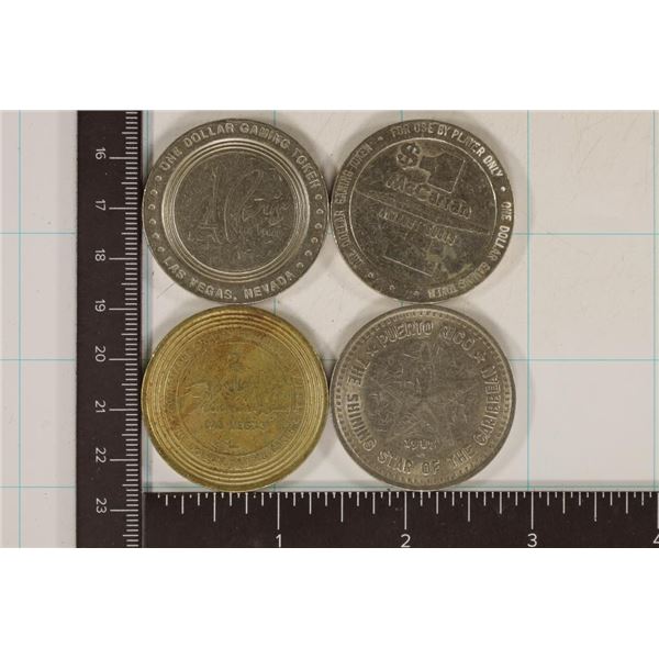 4-$1 METAL CASINO GAMING TOKENS: PARIS,