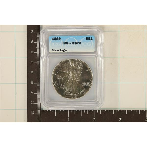 1989 AMERICAN SILVER EAGLE ICG MS70 1 OZ. SILVER
