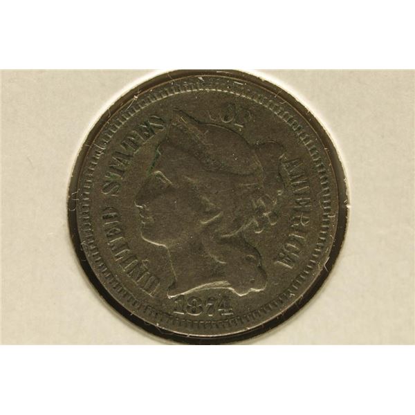 1874 THREE CENT PIECE (NICKEL)