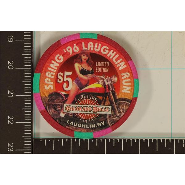 $5 COLORADO BELLE CASINO CHIP 1996 SPRING RUN