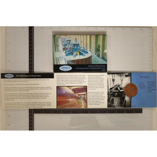 COPPER 32.2 GRAM HOOVER DAM COMMEMORATIVE COIN