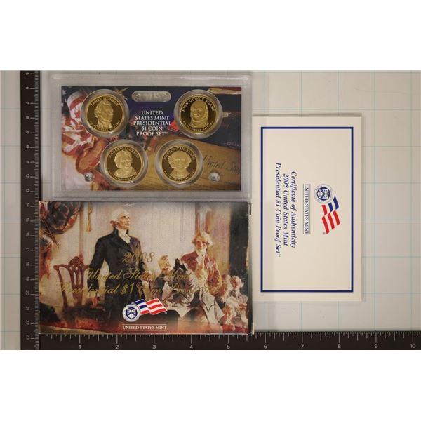 2008 US PRESIDENTIAL DOLLAR 4 COIN PF SET WITH BOX