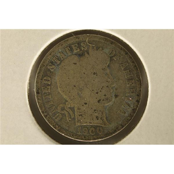 BETTER DATE 1900-O SILVER BARBER DIME