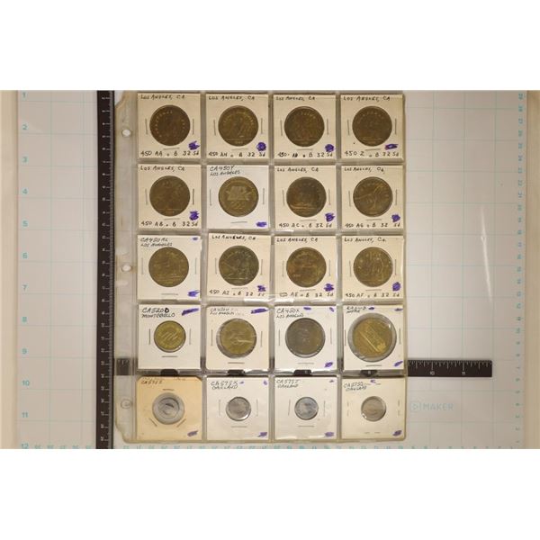 20 ASSORTED METAL TRANSPORTATION TOKENS: 12-ARE