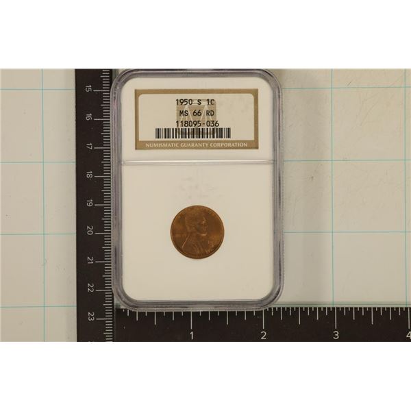 1950-S LINCOLN WHEAT CENT NGC MS66RD