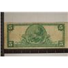 Image 2 : 1924 US LARGE SIZE $5 NATIONAL CURRENCY BLUE SEAL