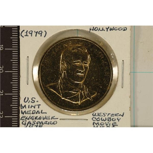 GOLD PLATED JOHN WAYNE US MINT MEDAL BY